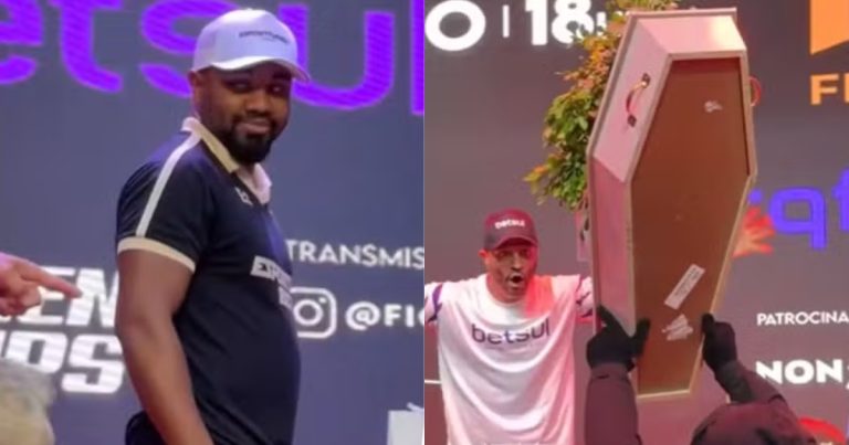 VÍDEO: Davi Brito provoca Kleber Bambam e leva caixão em evento antes de luta video:-davi-brito-provoca-kleber-bambam-e-leva-caixao-em-evento-antes-de-luta