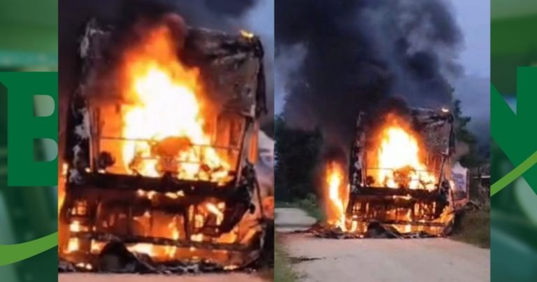 Incêndio destrói ônibus escolar na zona rural de Ubatã incendio-destroi-onibus-escolar-na-zona-rural-de-ubata