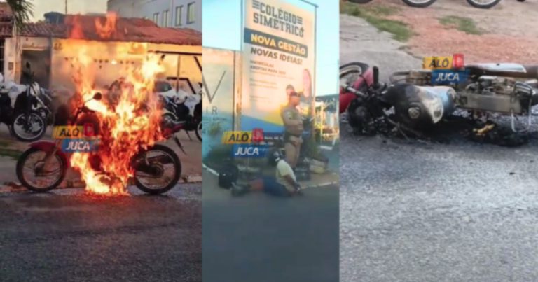 Homem é preso após incendiar própria moto durante abordagem da PM em Feira de Santana homem-e-preso-apos-incendiar-propria-moto-durante-abordagem-da-pm-em-feira-de-santana