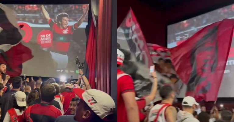 com-clima-de-arquibancada,-torcidas-do-flamengo-lotam-cinema-em-pre-estreia-de-filme-do-zico