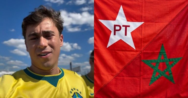 No jogo do Brasil, Nikolas Ferreira associa símbolos da bandeira do Marrocos ao PT no-jogo-do-brasil,-nikolas-ferreira-associa-simbolos-da-bandeira-do-marrocos-ao-pt