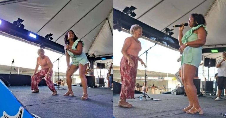 video:-aos-87-anos,-idosa-esbanja-simpatia-ao-dancar-em-palco-de-evento-em-feira-de-santana