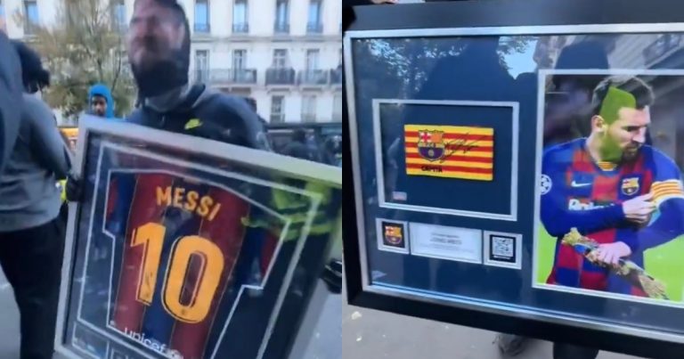 objetos-ligados-a-messi-aparecem-nas-maos-de-encapuzados-durante-protestos-em-paris;-assista
